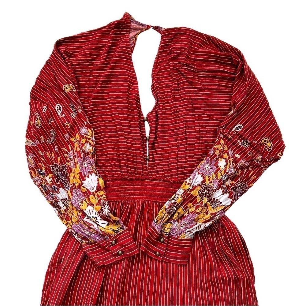 Anthropologie Breezy Open Back Romper Jumpsuit Red Floral Size M - Picture 2 of 13